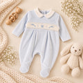 Blue Prince Velour Baby Grow