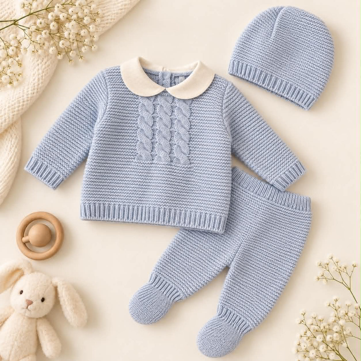 Blue Boys Knitted 3 Piece Set